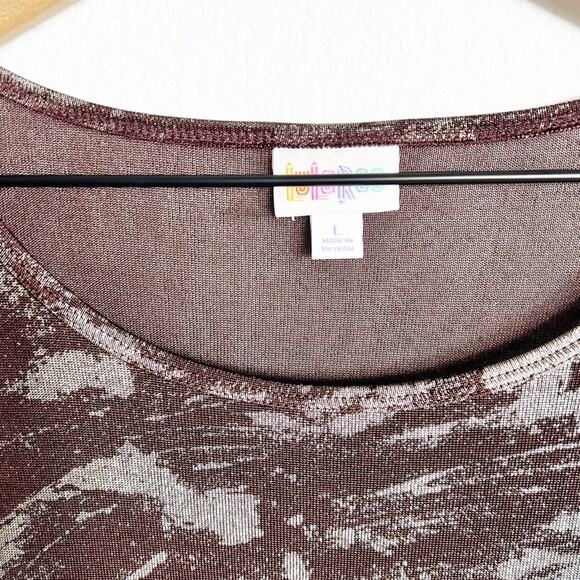 LuLaRoe Purple Gold Metallic Women Blouse Size Large - Picture 3 of 6